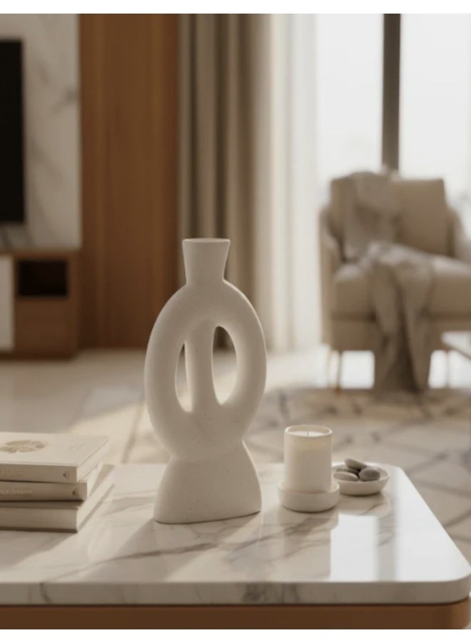 AKDC Premium Sculptural Ceramic Decorative Vase – Elegant White Artistic Statement Shape, 23 × 16 cm - Image 2